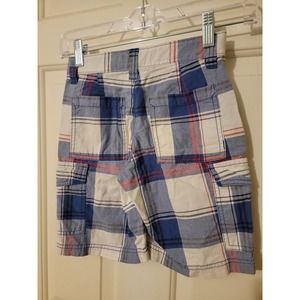 OLD NAVY*Boys 6*Plaid Shorts*2 Pairs*Red/Blue and Blue/Tan*Cargo Shorts